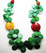 Houten kralenketting/oorbellen