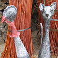 Kip en kat in Powertex